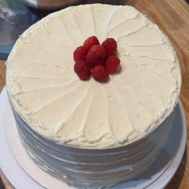 Lemon Raspberry Cake Slice.