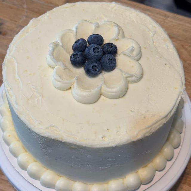 Lemon Blueberry Cake Slice.